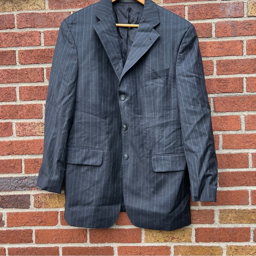 Bartolini Mens Sport Coat Blazer Suit Jacket EU 50 US Size 40 Black Pinstripe